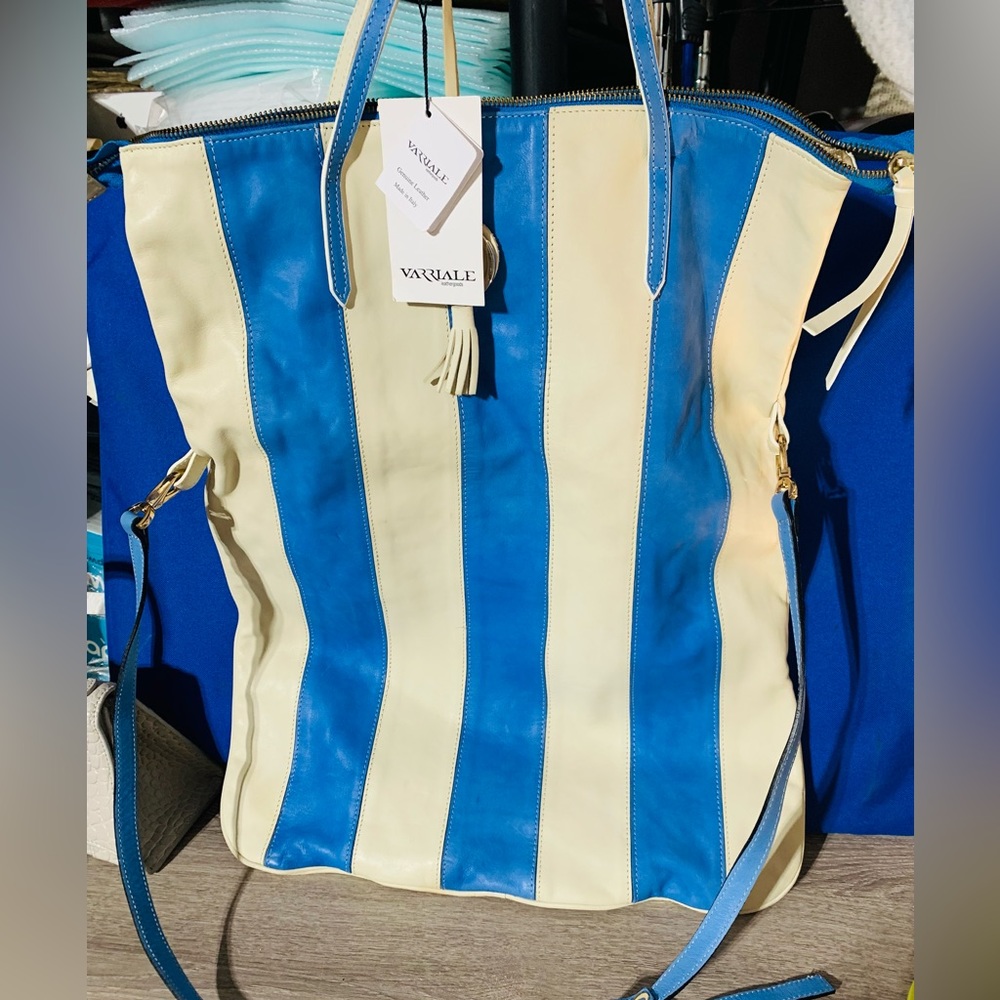 Varriale Italian Soft Leather Lg. Extr Long,Blue/Beige